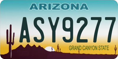 AZ license plate ASY9277