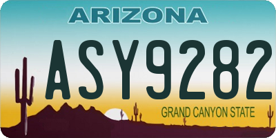 AZ license plate ASY9282