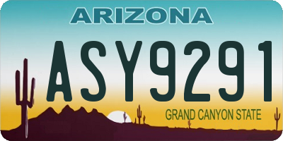 AZ license plate ASY9291