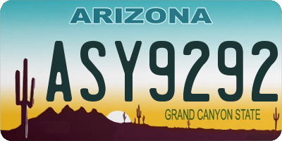 AZ license plate ASY9292