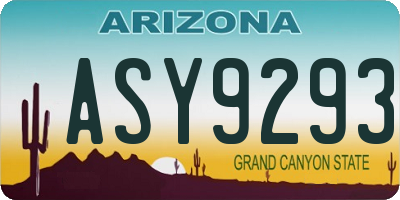 AZ license plate ASY9293