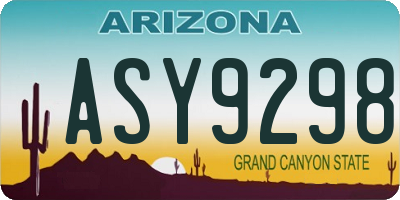 AZ license plate ASY9298