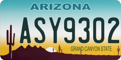 AZ license plate ASY9302