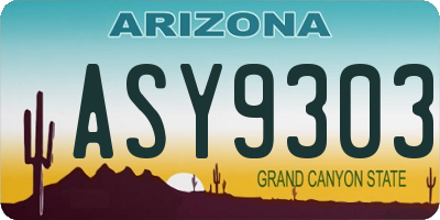AZ license plate ASY9303