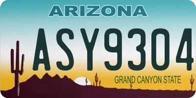 AZ license plate ASY9304