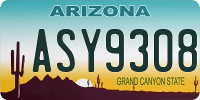 AZ license plate ASY9308