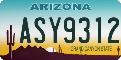 AZ license plate ASY9312