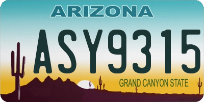 AZ license plate ASY9315