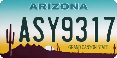AZ license plate ASY9317