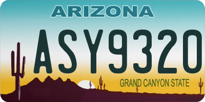 AZ license plate ASY9320