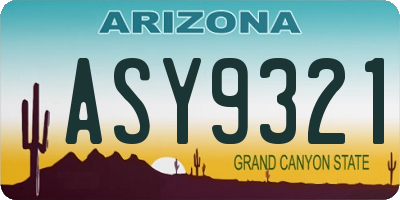 AZ license plate ASY9321