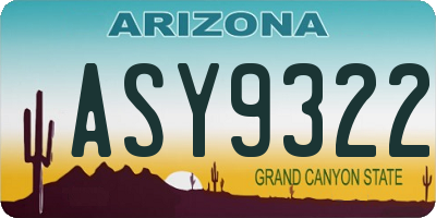 AZ license plate ASY9322
