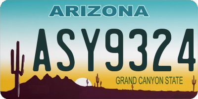 AZ license plate ASY9324