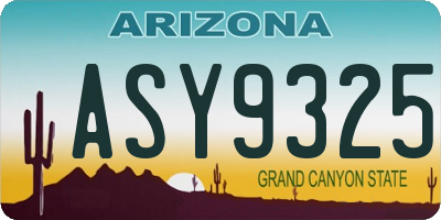 AZ license plate ASY9325