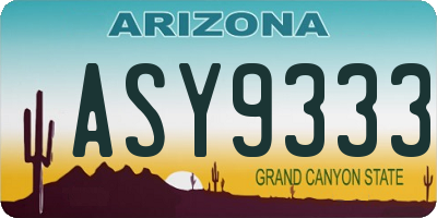 AZ license plate ASY9333