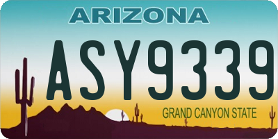 AZ license plate ASY9339