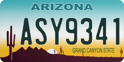 AZ license plate ASY9341