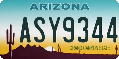 AZ license plate ASY9344