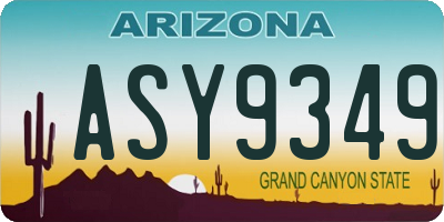 AZ license plate ASY9349