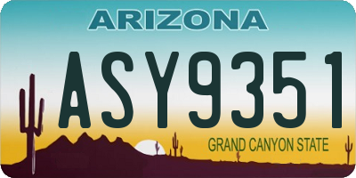 AZ license plate ASY9351