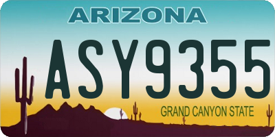 AZ license plate ASY9355