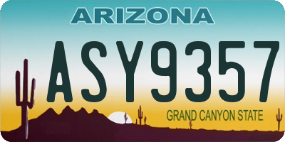 AZ license plate ASY9357