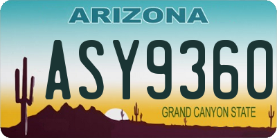 AZ license plate ASY9360