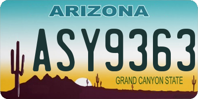 AZ license plate ASY9363