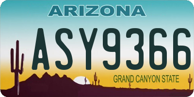 AZ license plate ASY9366