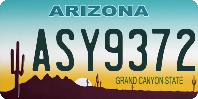 AZ license plate ASY9372