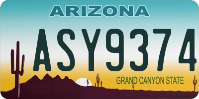 AZ license plate ASY9374