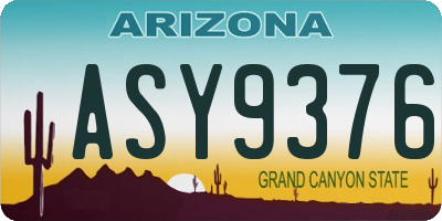 AZ license plate ASY9376