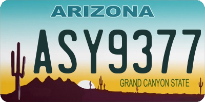 AZ license plate ASY9377