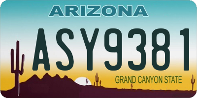 AZ license plate ASY9381