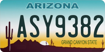 AZ license plate ASY9382