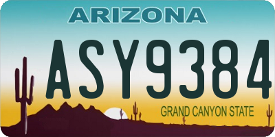 AZ license plate ASY9384