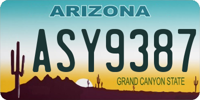 AZ license plate ASY9387