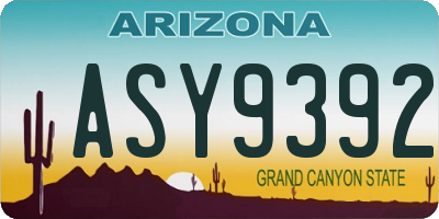 AZ license plate ASY9392