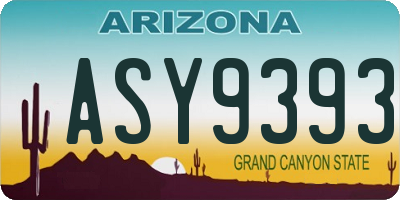 AZ license plate ASY9393