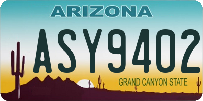 AZ license plate ASY9402