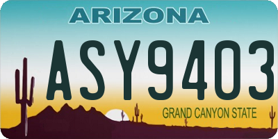 AZ license plate ASY9403