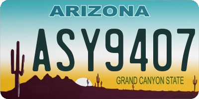 AZ license plate ASY9407