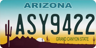 AZ license plate ASY9422