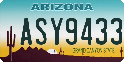 AZ license plate ASY9433