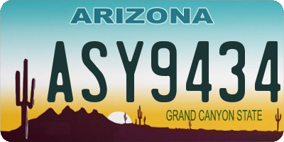 AZ license plate ASY9434