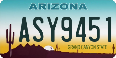AZ license plate ASY9451