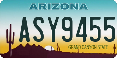 AZ license plate ASY9455