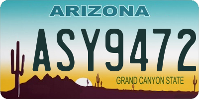AZ license plate ASY9472