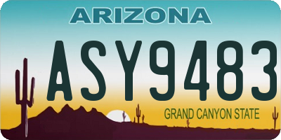 AZ license plate ASY9483