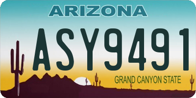 AZ license plate ASY9491